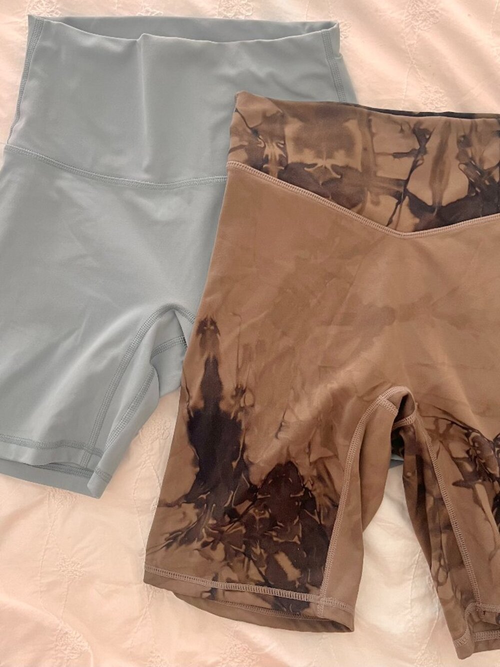 Biker Shorts / Nylon Spandex baby blue and brown marble  XS - S